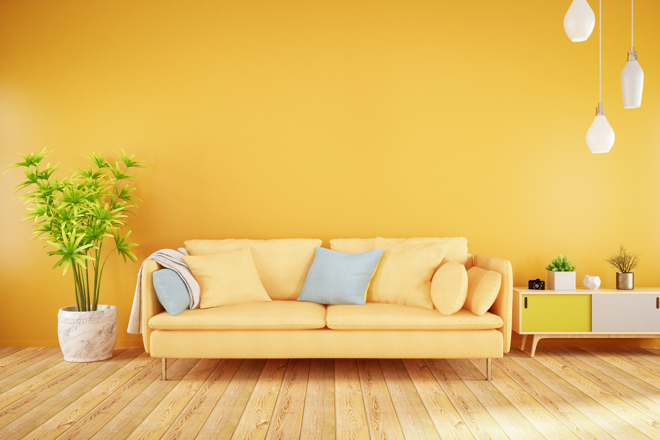 Yellow Living Room with Sofa